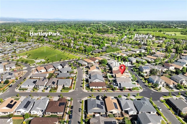bird's eye view with a residential view