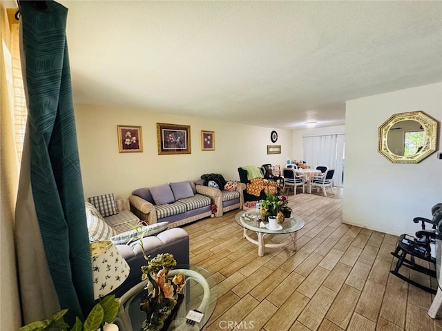 living room with wood finished floors