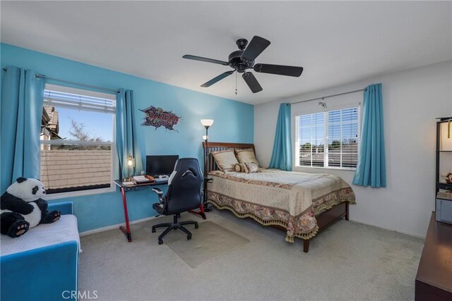 38493 Falkirk Dr, Murrieta, CA 92563 - bedroom featuring carpet floors, ceiling fan, and an office area