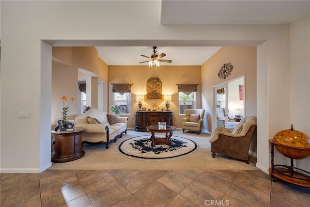 38493 Falkirk Dr, Murrieta, CA 92563 - living area featuring a ceiling fan and baseboards