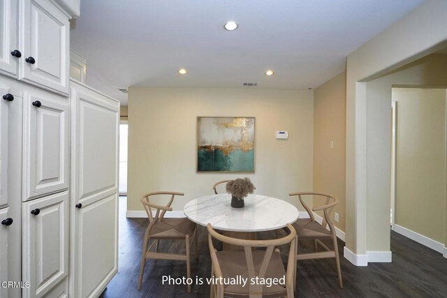 1700 Arlene Ave, Oxnard, CA 93036 - dining room featuring baseboards, dark wood-style floors, and recessed lighting