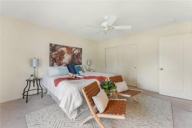 35230 San Carlos St, Yucaipa, CA 92399 - bedroom featuring a ceiling fan, carpet floors, a closet, and baseboards