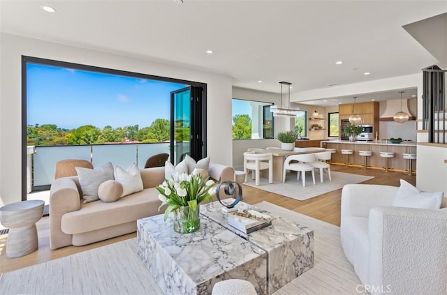 4 Sunset Cv, Newport Coast, CA 92657 - living area with light wood finished floors and recessed lighting