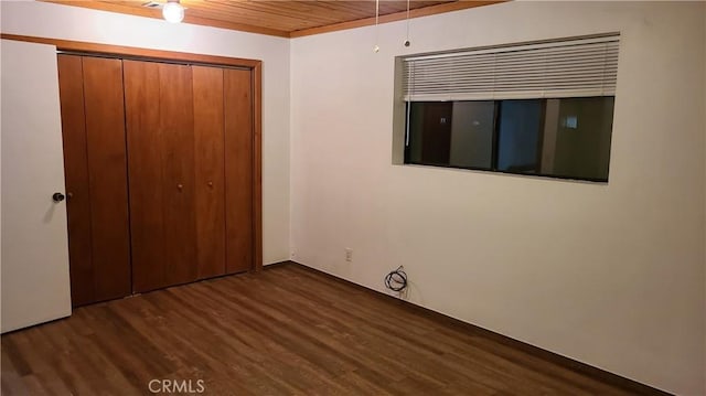 31194 Outer Highway 18 N, Running Springs, CA 92382 - unfurnished bedroom with wood ceiling, wood finished floors, and a closet