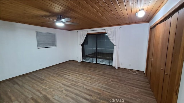 31194 Outer Highway 18 N, Running Springs, CA 92382 - spare room with wood ceiling, wood finished floors, and a ceiling fan
