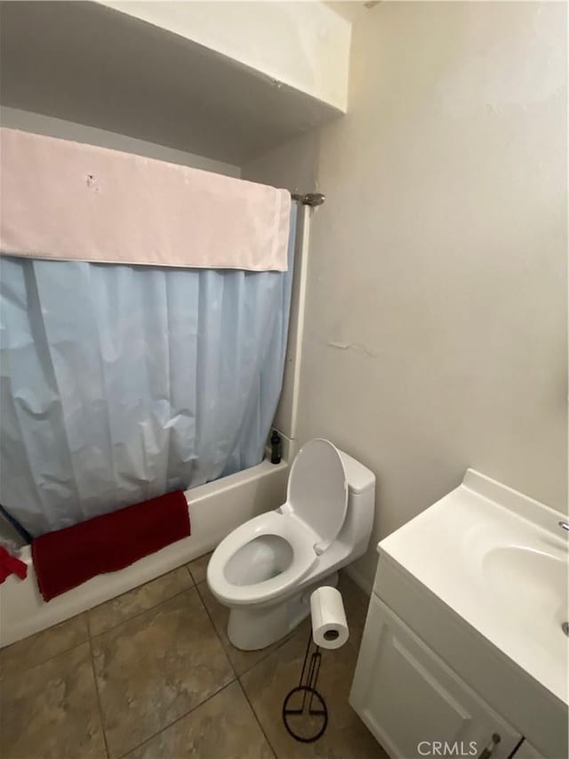 1882 E Larch St, Simi Valley, CA 93065 - full bathroom with tile patterned flooring, shower / tub combo, vanity, and toilet