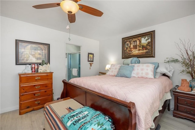 25805 Musselburgh Dr, Menifee, CA 92586 - bedroom featuring light wood-style flooring, ceiling fan, and baseboards