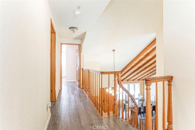 9653 La Tuna Canyon Rd, Sun Valley, CA 91352 - hallway featuring hardwood / wood-style flooring, baseboards, and an upstairs landing