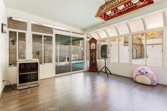 9653 La Tuna Canyon Rd, Sun Valley, CA 91352 - unfurnished sunroom featuring beverage cooler