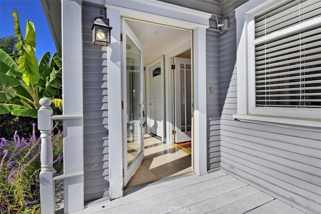 entrance to property featuring french doors