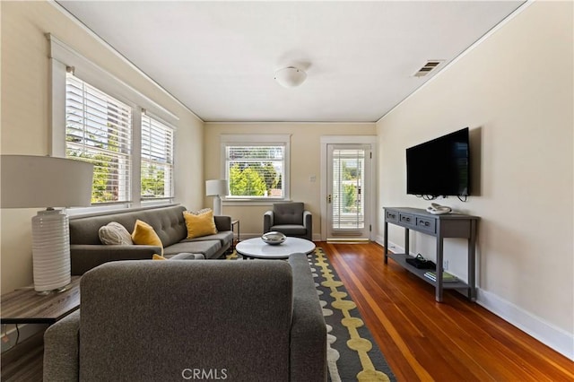 10633 Chiquita St, Toluca Lake, CA 91602 - living area featuring baseboards and dark wood-type flooring