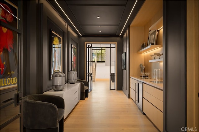 hallway featuring light wood-type flooring