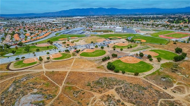 aerial view with a mountain view