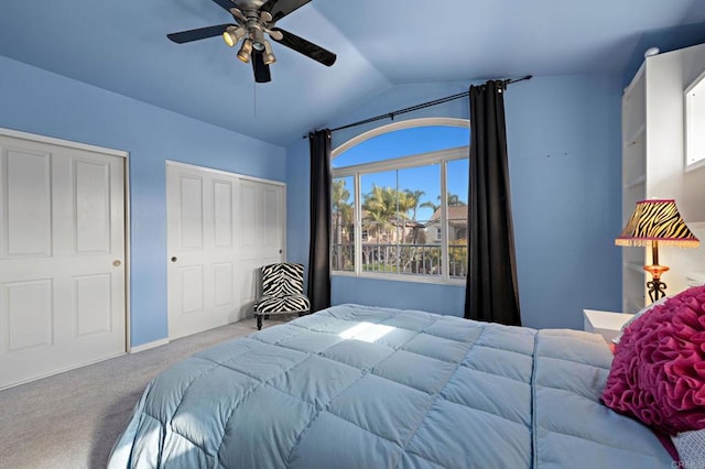 5054 Seachase Way, San Diego, CA 92130 - carpeted bedroom with vaulted ceiling and ceiling fan