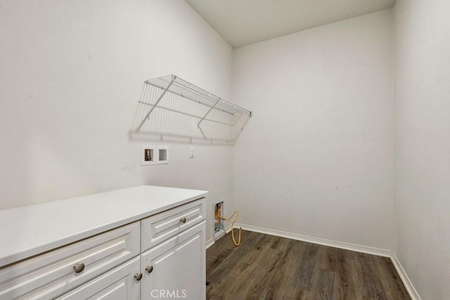 2785 Berry Loop Privado Unit 12, Ontario, CA 91761 - laundry room featuring cabinet space, washer hookup, dark wood-type flooring, and baseboards