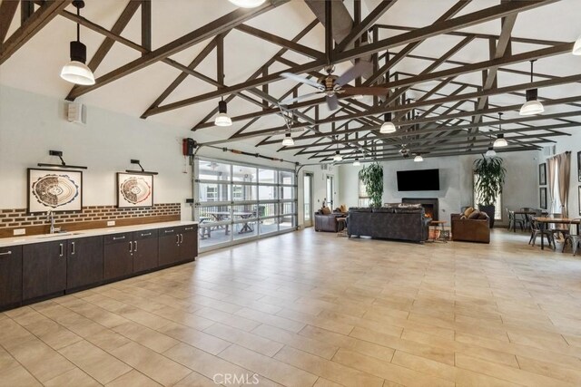 2785 Berry Loop Privado Unit 12, Ontario, CA 91761 - common area featuring beamed ceiling, a sink, and high vaulted ceiling