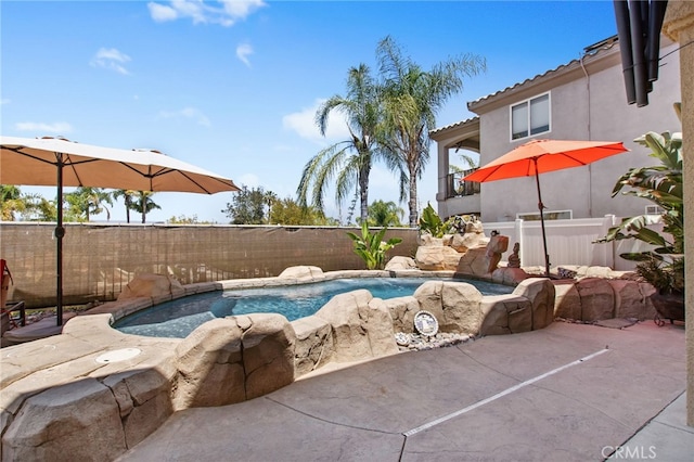 22255 Village Way Dr, Canyon Lake, CA 92587 - view of pool featuring a fenced backyard and a patio area