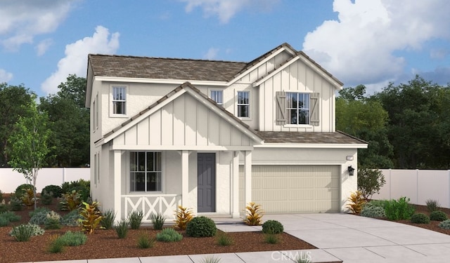 17469 Marion Mtn, Hesperia, CA 92345 - view of front of home with a garage, stucco siding, fence, board and batten siding, and driveway