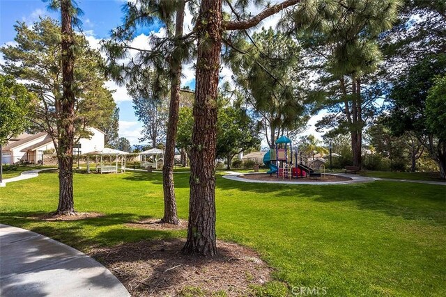 view of property's community with a yard