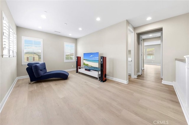 5467 Lisboa St, Chino Hills, CA 91709 - living area featuring light wood-type flooring, baseboards, and recessed lighting