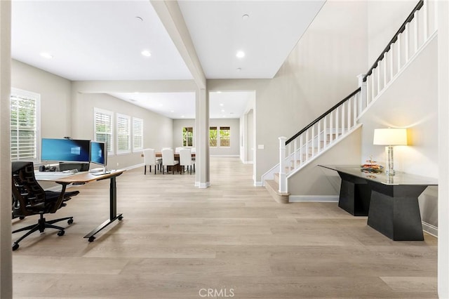5467 Lisboa St, Chino Hills, CA 91709 - office featuring wood finished floors, baseboards, and recessed lighting
