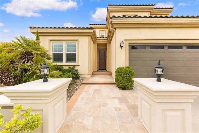 5467 Lisboa St, Chino Hills, CA 91709 - mediterranean / spanish-style home with stucco siding, a tile roof, and an attached garage