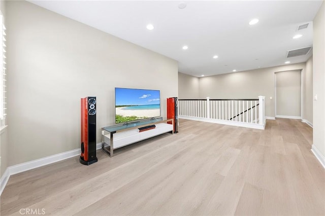 5467 Lisboa St, Chino Hills, CA 91709 - living area featuring light wood-type flooring, an upstairs landing, baseboards, and recessed lighting