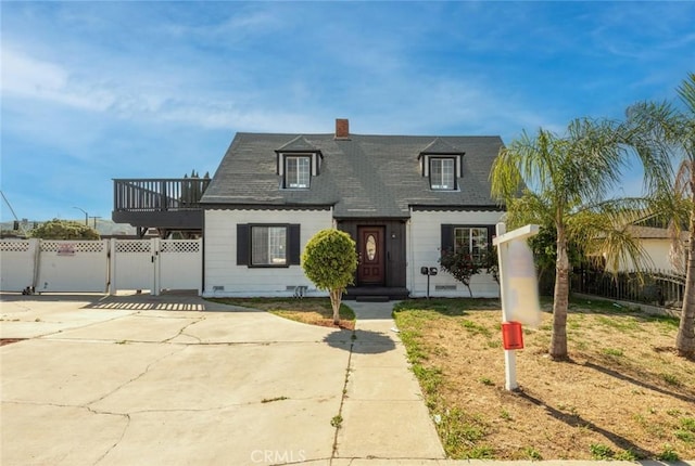 1949 Lancewood Ave, Hacienda Heights, CA 91745 - view of front of property with fence, concrete driveway, a chimney, a shingled roof, and a gate