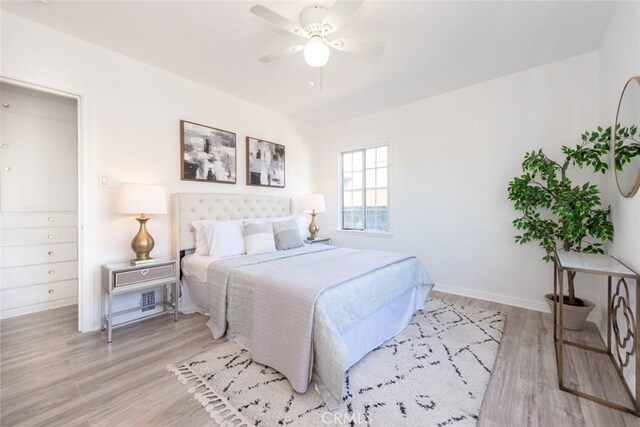 1949 Lancewood Ave, Hacienda Heights, CA 91745 - bedroom with light wood-type flooring, ceiling fan, and baseboards