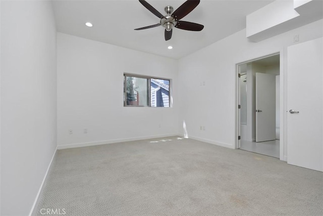 unfurnished bedroom featuring carpet flooring, baseboards, and recessed lighting