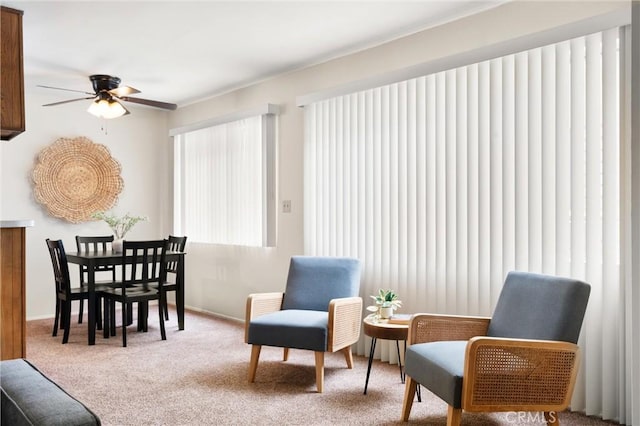 660 Stanley Ave, Long Beach, CA 90814 - sitting room with baseboards, ceiling fan, and carpet