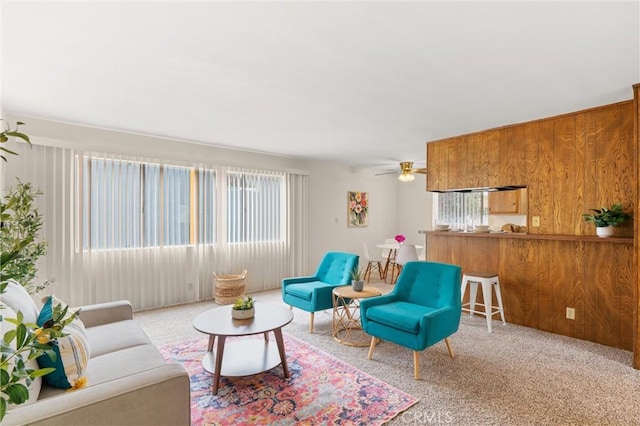 660 Stanley Ave, Long Beach, CA 90814 - carpeted living area featuring ceiling fan