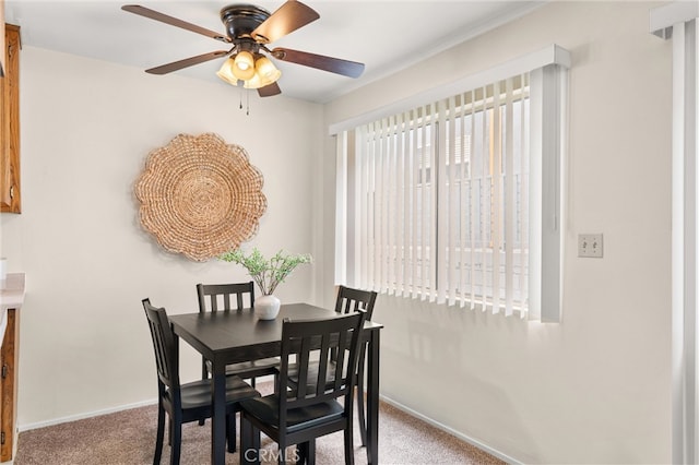 660 Stanley Ave, Long Beach, CA 90814 - dining room featuring carpet, baseboards, and ceiling fan