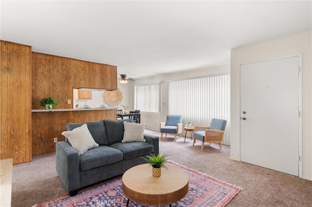 660 Stanley Ave, Long Beach, CA 90814 - living area with a ceiling fan and carpet flooring