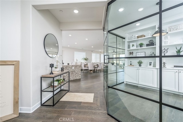 1525 Overpark Ln, Beaumont, CA 92223 - hallway featuring dark wood-type flooring and recessed lighting