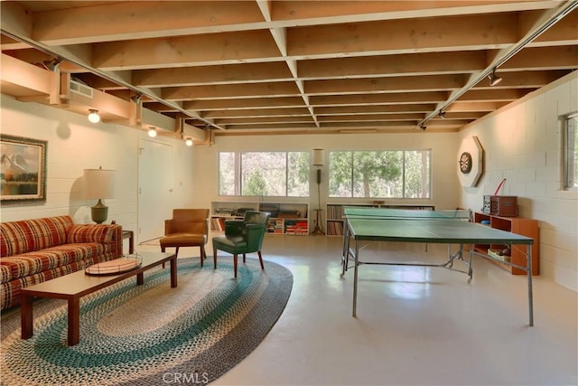 60027 Cascadel Dr S, North Fork, CA 93643 - recreation room featuring finished concrete floors and concrete block wall