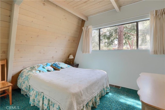 60027 Cascadel Dr S, North Fork, CA 93643 - carpeted bedroom with wooden ceiling and wooden walls