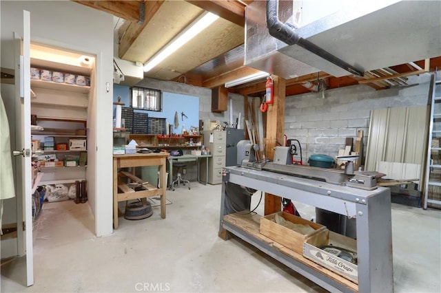 60027 Cascadel Dr S, North Fork, CA 93643 - below grade area with a workshop area and concrete block wall