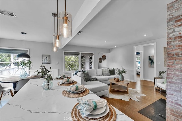 21820 Dumetz Rd, Woodland Hills, CA 91364 - living area featuring wood finished floors and recessed lighting