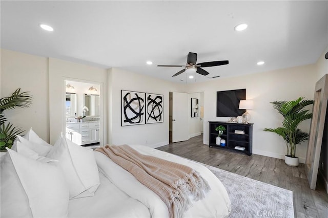2852 N Santa Fe Pl, Orange, CA 92865 - bedroom featuring recessed lighting, baseboards, visible vents, and wood finished floors
