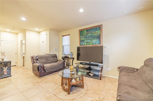 12229 Inspire Ln, Pacoima, CA 91331 - living room featuring recessed lighting, baseboards, and light tile patterned floors