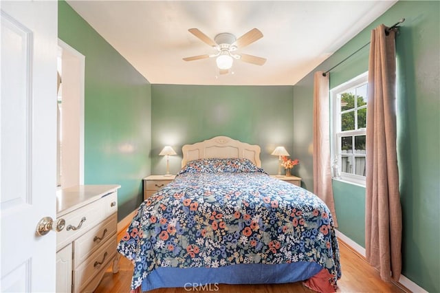 4253 Eugene St, Los Angeles, CA 90063 - bedroom with baseboards, light wood-style flooring, and ceiling fan