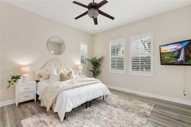 149 Luneta Ln, Rancho Mission Viejo, CA 92694 - bedroom with baseboards, a ceiling fan, and wood finished floors