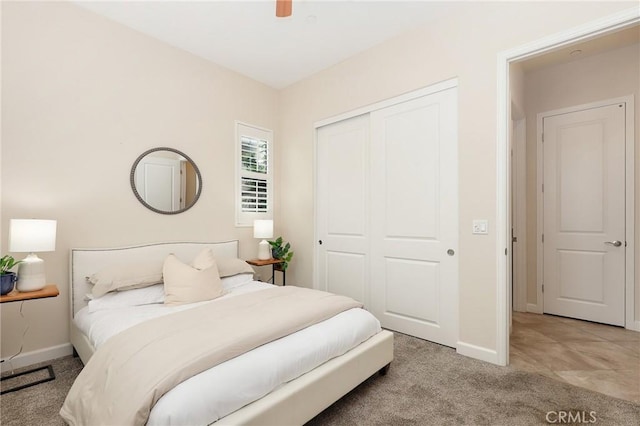 149 Luneta Ln, Rancho Mission Viejo, CA 92694 - carpeted bedroom with a closet, baseboards, and ceiling fan