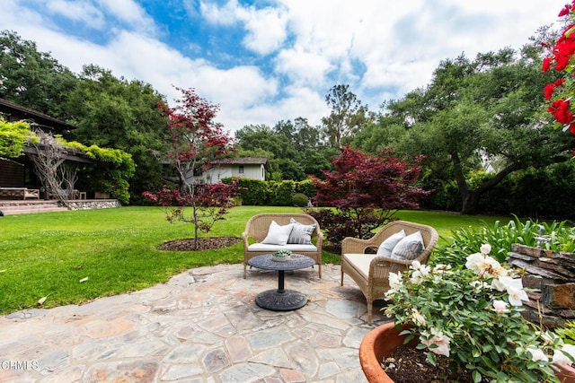 view of patio featuring an outdoor living space