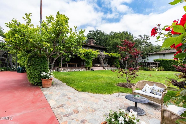 2041 Ashbourne Dr, South Pasadena, CA 91030 - view of yard featuring outdoor lounge area, a patio area, and fence