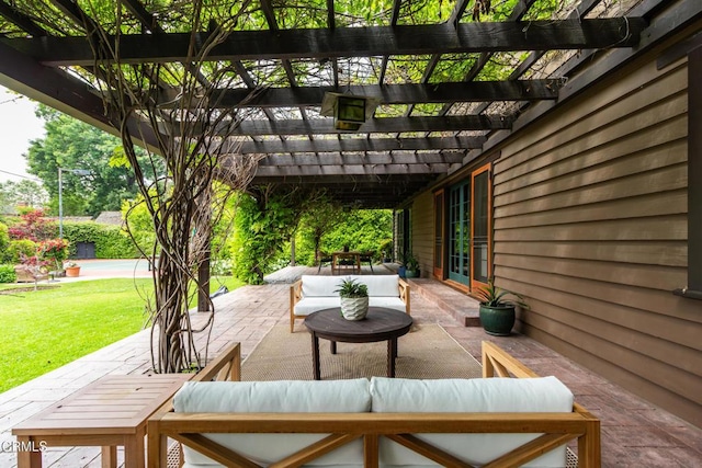 2041 Ashbourne Dr, South Pasadena, CA 91030 - view of patio with outdoor lounge area, outdoor dining area, and a pergola