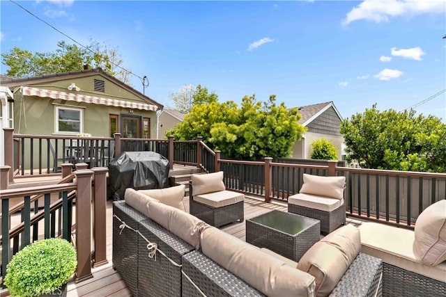 3348 Burritt Way, La Crescenta, CA 91214 - wooden terrace with outdoor lounge area and a grill