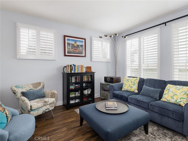 5447 Marine Ave Unit 7, Lawndale, CA 90260 - living room featuring baseboards and dark wood-type flooring