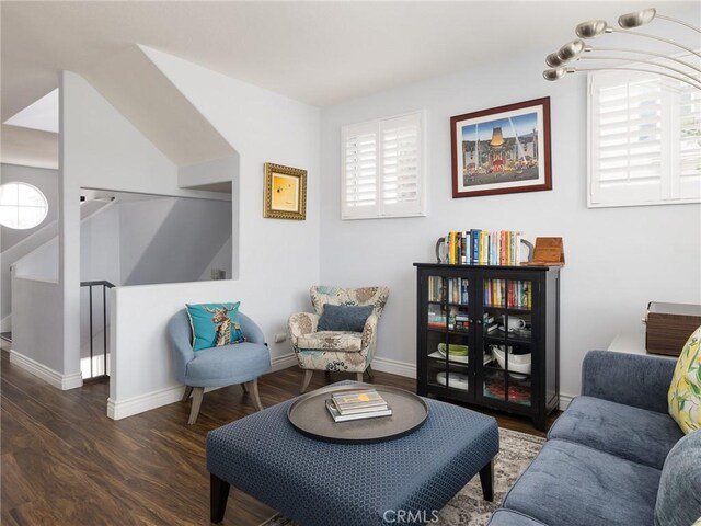 5447 Marine Ave Unit 7, Lawndale, CA 90260 - sitting room featuring baseboards, an upstairs landing, and wood finished floors